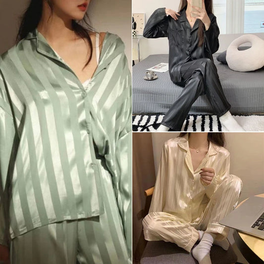 Sleepwear Silk Long-Sleeved Trousers