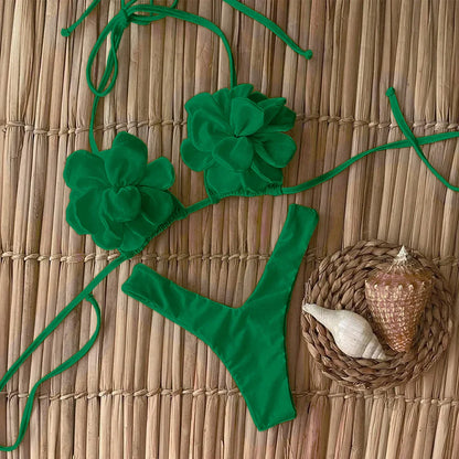 Sexy Floral Thong Bikinis Set