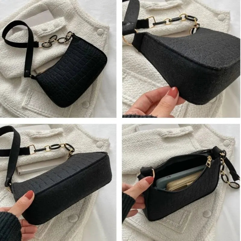 Luxury Tote Handbag Under Crescent Small Square Bag