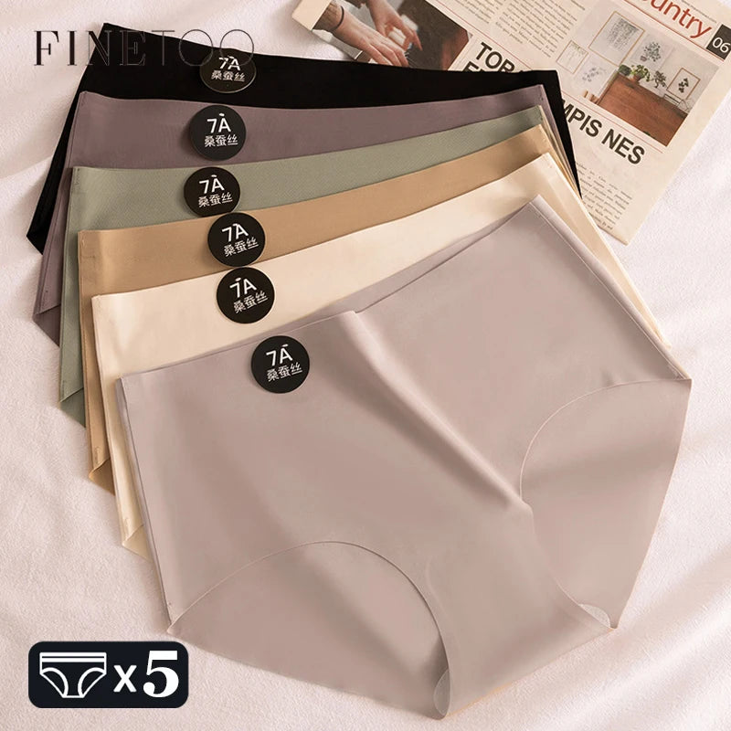 5PCS Seamless Mulberry Silk Underwear