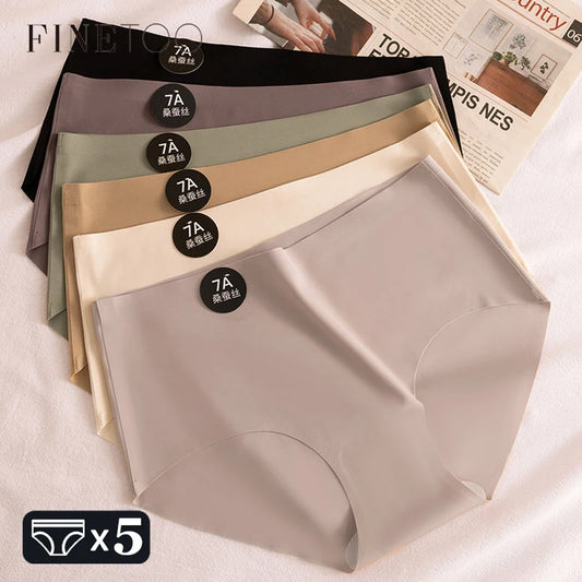5PCS Seamless Mulberry Silk Underwear